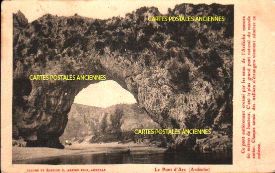 Cartes postales anciennes > CARTES POSTALES > carte postale ancienne > cartes-postales-ancienne.com Auvergne rhone alpes Ardeche Vallon Pont D Arc